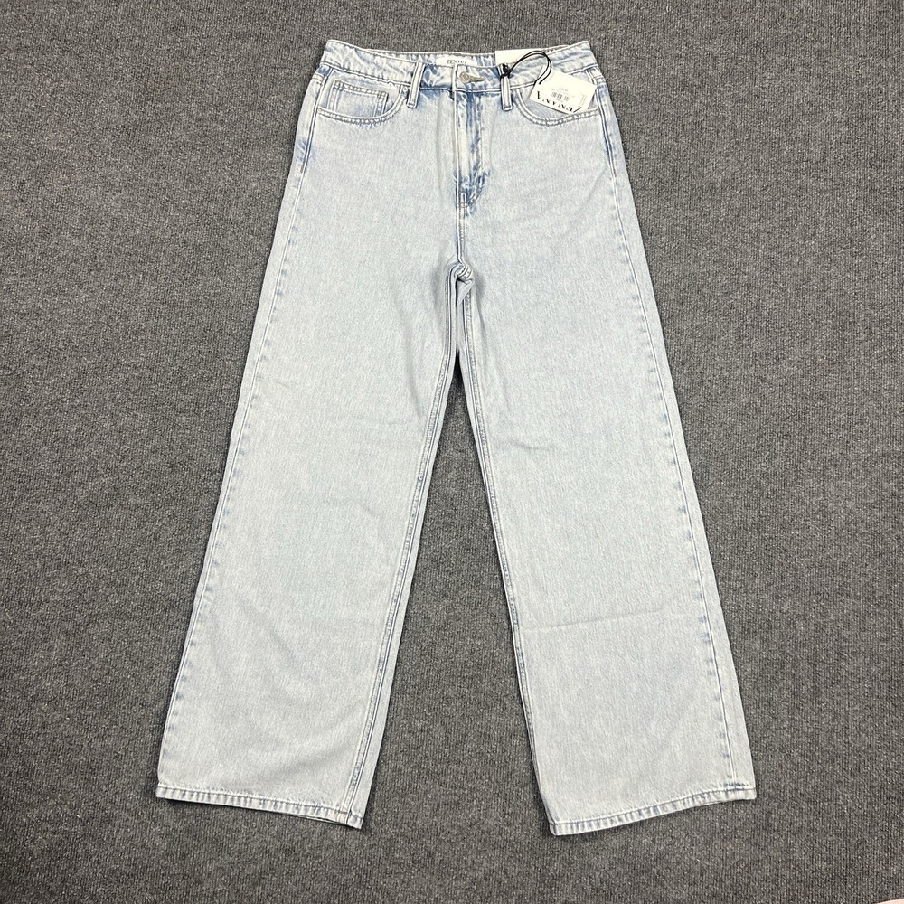 Zenana High Rise Wide Leg Straight Denim Jeans 29 Light Wash Relaxed Fit NWT Y2K